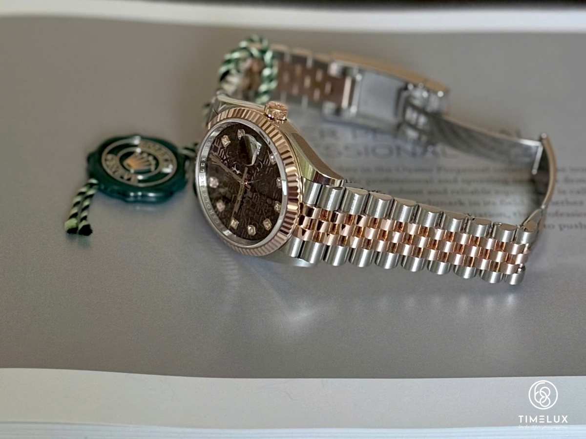 Rolex 126231 vi tính nâu Rose Gold/Steel